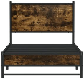 Estrutura de cama sem colchão 90x200 cm metal carvalho fumado