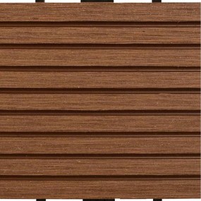 Estrado de plástico WPC 11 peças 30x30cm 1 m2, Marrom