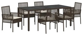 Conjunto de Jantar para Jardim 7 pcs Castanho 190 x 90 x 75 cm