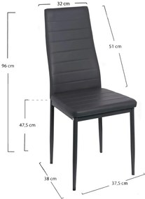 Pack 4 Cadeiras Lauter Couro Sintético - Cinza escuro