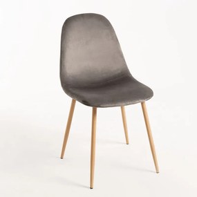 Cadeira Teok Veludo - Cinza escuro