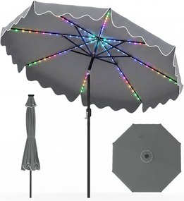 Guarda-sol de Jardim, 280 x 280 x 250 cm, (BASE NÃO INCLUIDA)  Iluminação LED Integrada, Cinzento