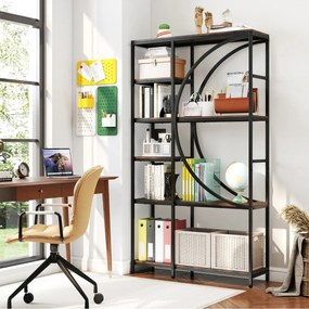 Estante de 6 níveis 100 x 30 x 177 cm com prateleiras de armazenamento abertas preto e castanho