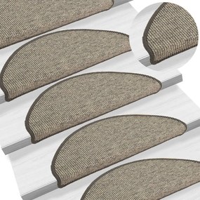 vidaXL Tapetes de escada autoadesivos 15 pcs 65x21x4cm cinzento e bege