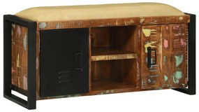 vidaXL Armário Banco Multicolorido 100x35x50 cm Madeira Sólida Recuperada