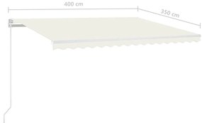 Toldo retrátil manual com LED 400x350 cm cor creme