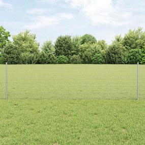 Cerca de Arame Soldado com 5 Postes em U Prateados 0.6x10 m Aço