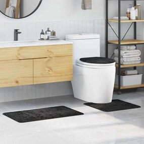Conjunto de Tapetes de Banho 3 Peças Cinza Escuro Antiderrapante