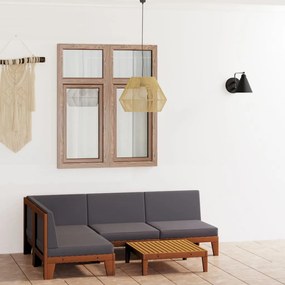 vidaXL 5 pcs conjunto lounge de jardim c/ almofadões acácia maciça