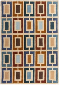 Tapete de lã tufado à mão com relevo Retro Blocks