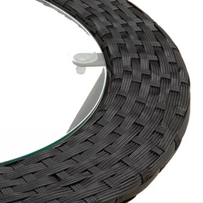 2 pcs conjunto de sofás formato L c/ almofadões vime PE preto