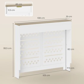 Cobertura de Radiador com Armário Basculante, 108 x 19 x 95,5 cm, Prateleira Superior, Branco