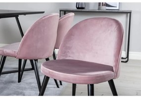 Venture Home Cadeiras de jantar Velvet 2 pcs veludo preto/rosa sujo