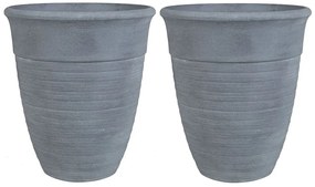 Conjunto de 2 vasos para plantas em pedra cinzenta 50 x 50 x 58 cm KATALIMA Beliani