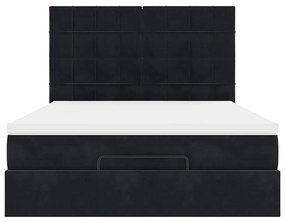 Estrutura de cama otomana com colchões 140x190 cm veludo preto
