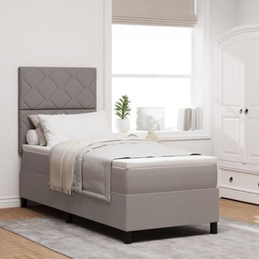 Cama Box Spring com Colchão &amp; Luz LED Taupe 80x200 cm Tecido
