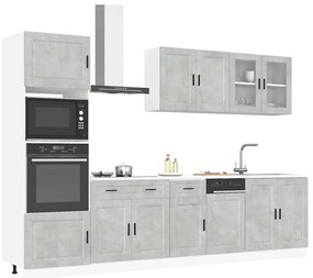 7 peças armário de cozinha conjunto Kalmar cinzento cimento