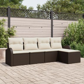 Conjunto de Sofá de Jardim vidaXL de 5 Peças com Almofadas em Rattan P