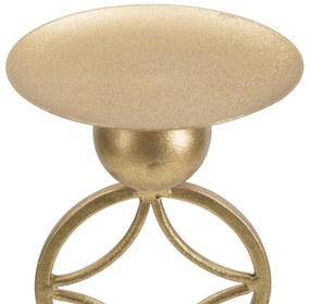 Castiçal "Star" em Metal Dourado e Mármore – 10x10x32 cm