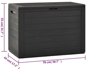 Caixa de arrumação de jardim 78x44x55 cm antracite