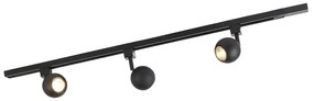 Sistema de iluminação de trilho moderno com 3 focos preto 1-Fase - Iconic Gissi