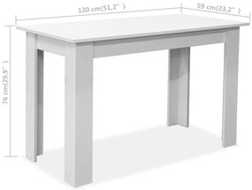 Mesa e bancos de jantar 3 pcs aglomerado branco