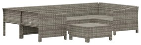 7 pcs conjunto lounge de jardim c/ almofadões vime PE cinzento