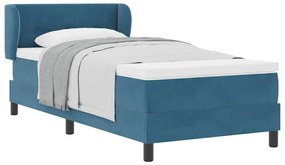 Cama Box Spring com Colchão Azul Escuro 90x190 cm em Veludo