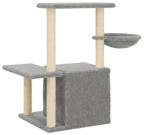 Árvore p/ gatos c/ postes arranhadores sisal 83 cm cinza-claro