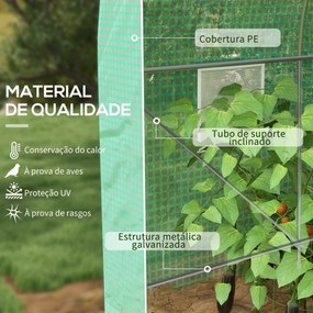 Estufa tipo Túnel 400x200x205 cm Estufa de Jardim com Porta Enrolável e 6 Janelas Cobertura de PE 140 g/m² Verde