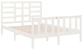 Estrutura de cama casal 135x190 cm madeira maciça branco