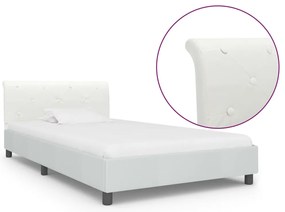 Estrutura de cama 100x200 cm couro artificial branco