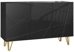 HOMCOM Aparador para Sala Aparador de Entrada com 3 Portas e Prateleiras Ajustáveis para Cozinha Sala 120x40x75 cm Preto | Aosom Portugal