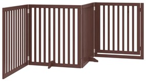 Portão p/ cães c/ porta dobrável 4 painéis 320cm álamo castanho