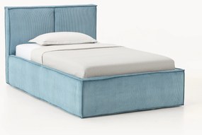 Cama de solteiro em bombazina com arrumação Dream