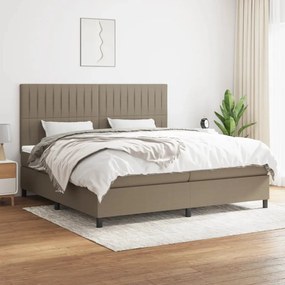 vidaXL Cama com molas/colchão 200x200 cm tecido castanho-acinzentado