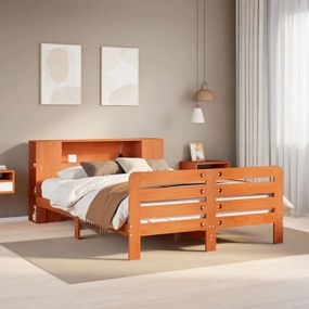 VidaXL Cama sem colchão 140x190 cm pinho maciço castanho-mel