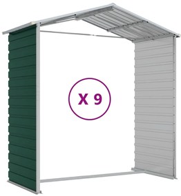 Abrigo de jardim 191x810x198 cm aço galvanizado verde
