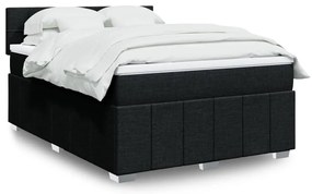 vidaXL Cama com molas/colchão 140x190 cm tecido preto