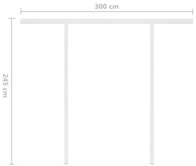 Toldo retrátil manual com LED 3x2,5 m cor creme