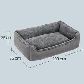 Cama para cães 100 x 75 x 25 cm, almofada para cães com bordas elevadas cinzento