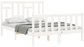 Cama sem colchão 140x190 cm madeira de pinho maciça branco
