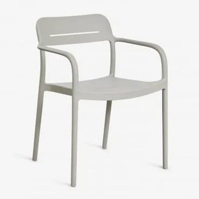 Pack De 4 Cadeiras De Jardim Empilháveis Com Apoios De Braços Em Polipropileno Graneli Verde Cáqui - Sklum