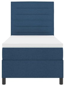 Cama Box com Colchão e Luz LED Azul 100x200 cm em Tecido