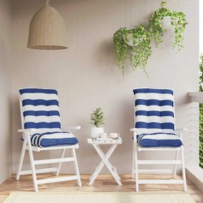 vidaXL Almofadões cadeira encosto baixo 2pcs tecido oxford azul/branco