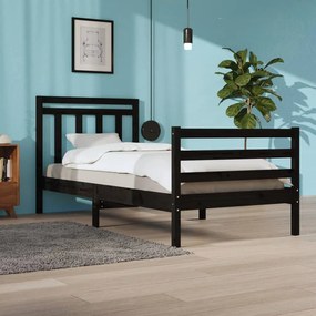 vidaXL Estrutura de cama 100x200 cm madeira maciça preto