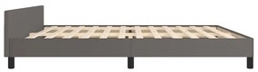 Estrutura cama c/ cabeceira 200x200cm couro artificial cinzento