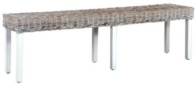 vidaXL Banco 160cm vime Kubu natural e madeira mangueira maciça branco