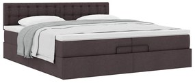 Estrutura de cama otomana com colchão 200x200cm castanho-escuro