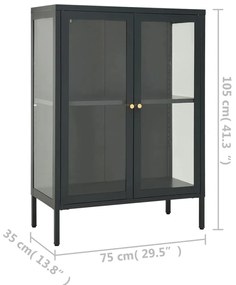 Aparador 75x35x105 cm vidro e aço antracite